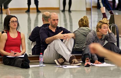 A photo showing the three choreographers: (from left to right: Carla Jordão, Edan Gorlicki, Ashley Wright)