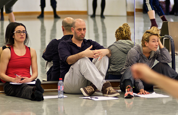 A photo showing the three choreographers: (from left to right: Carla Jordão, Edan Gorlicki, Ashley Wright)